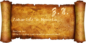 Zakariás Neszta névjegykártya